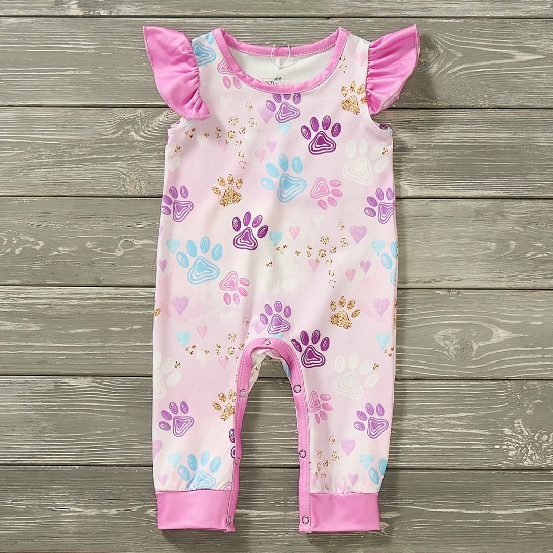 Paw Prints Girl Infant Romper
