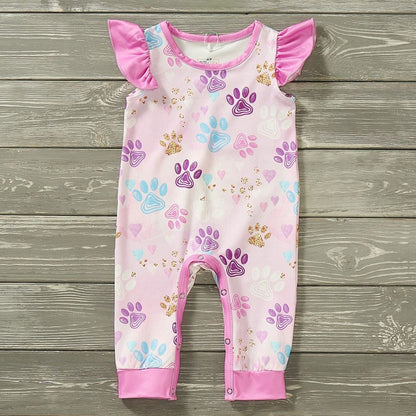 Paw Prints Girl Infant Romper